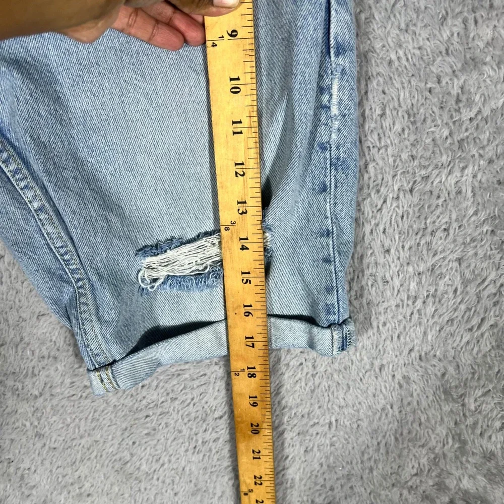 AllSaints Switch Distressed Denim Shorts Light Wash Blue W28 Button Fly Cuffed